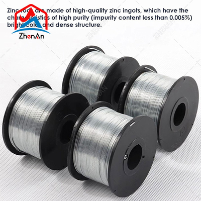 99.995% Konduktivitas Listrik Baik murni 1,2 mm 1,6 mm Zinc Wire untuk Arc Spray Machine