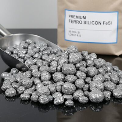 Granul FeSi Ferro Silicon Premium dengan Kandungan Silikon 55~75% untuk Baja Alloy dan Besi Cair dalam Ukuran 10~100mm dan Fosfor & Sulfur Rendah