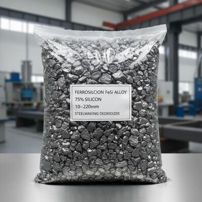 Ferrosilicon FeSi Alloy dengan 75% Silikon untuk Deoxidizer pembuatan baja dalam ukuran partikel 10~220mm
