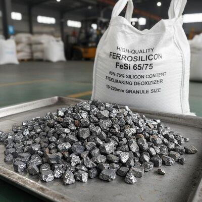 FeSi FeSi 65/75 Ferrosilikon Berkualitas Tinggi dengan Kandungan Silikon 65%~75% untuk Deoksidasi Pembuatan Baja dalam Ukuran Granul 10~220mm