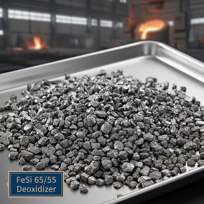 Industrial Ferrosilicon FeSi 65/55 Deoxidizer untuk pembuatan baja dengan kandungan silikon yang tepat dan ukuran butiran yang seragam