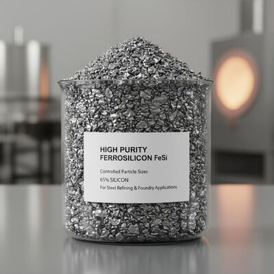 FeSi ferrosilikon kemurnian tinggi dengan ukuran partikel terkontrol dan silikon 65% untuk aplikasi penyulingan baja dan pengecoran