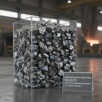 Paduan Ferro Silikon Berkualitas Industri FeSi 65/75 untuk Deoksidasi Pengolahan Baja dengan Granul 10 ∼ 220 mm