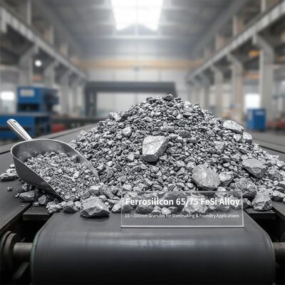 Berkualitas Industri Ferrosilicon 65/75 FeSi Alloy dengan 10 ̊100mm Granules untuk aplikasi pembuatan baja dan pengecoran