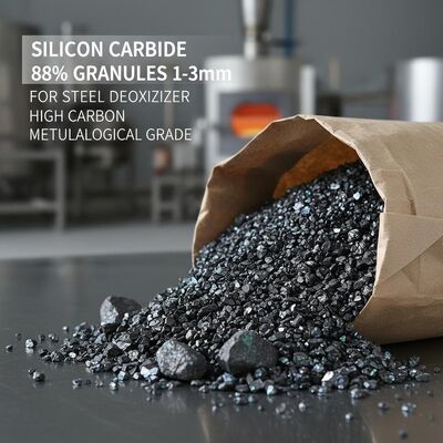 Granul Silikon Karbida Karbon Tinggi 1-3mm SiC 88 untuk Deoksidator Baja Efisien dalam Aplikasi Metalurgi